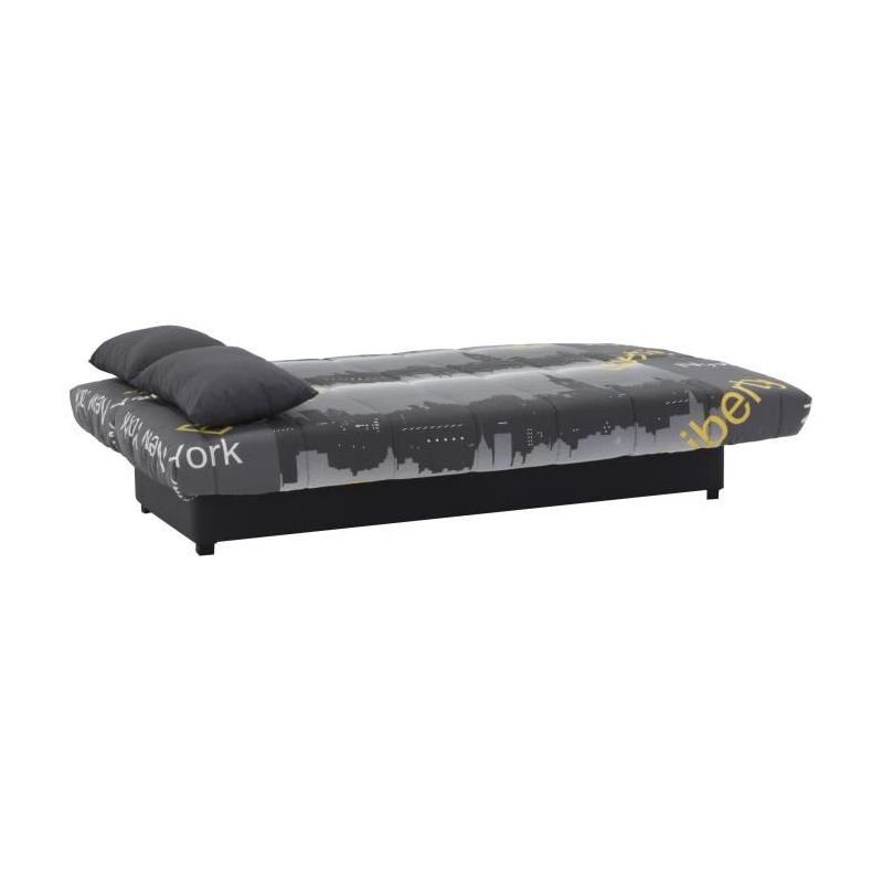 Banquette clic clac 3 places New York jaune - L190 x P92 cm