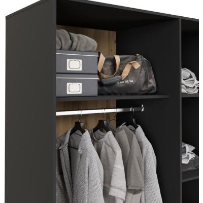 Armoire de chambre élégante - Chene Artisan / Noir - 3 portes