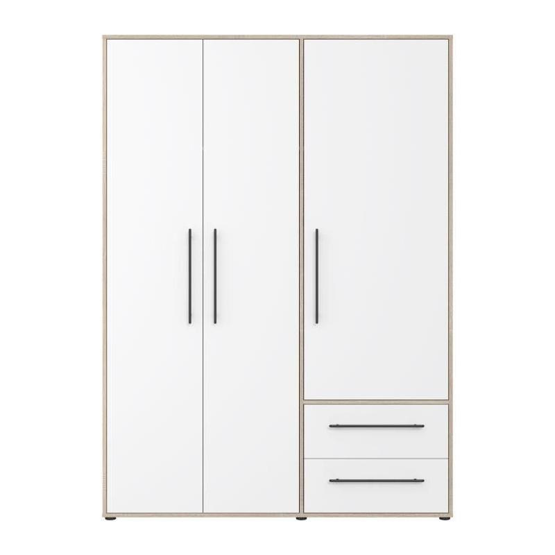 Armoire de chambre MOKKARIS Chene Sonoma/Blanc mat - 3 portes