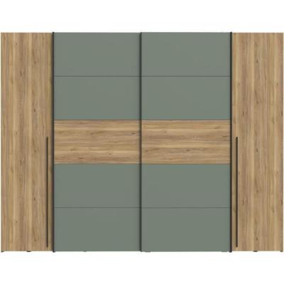Armoire Chic Chêne et Vert Sauge - 2 Battantes + 2 Coulissantes ≦ 60字符