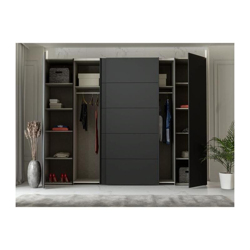 Armoire de chambre NARAGO - Noir / Blanc - 4 portes - Spacieuse et élégante