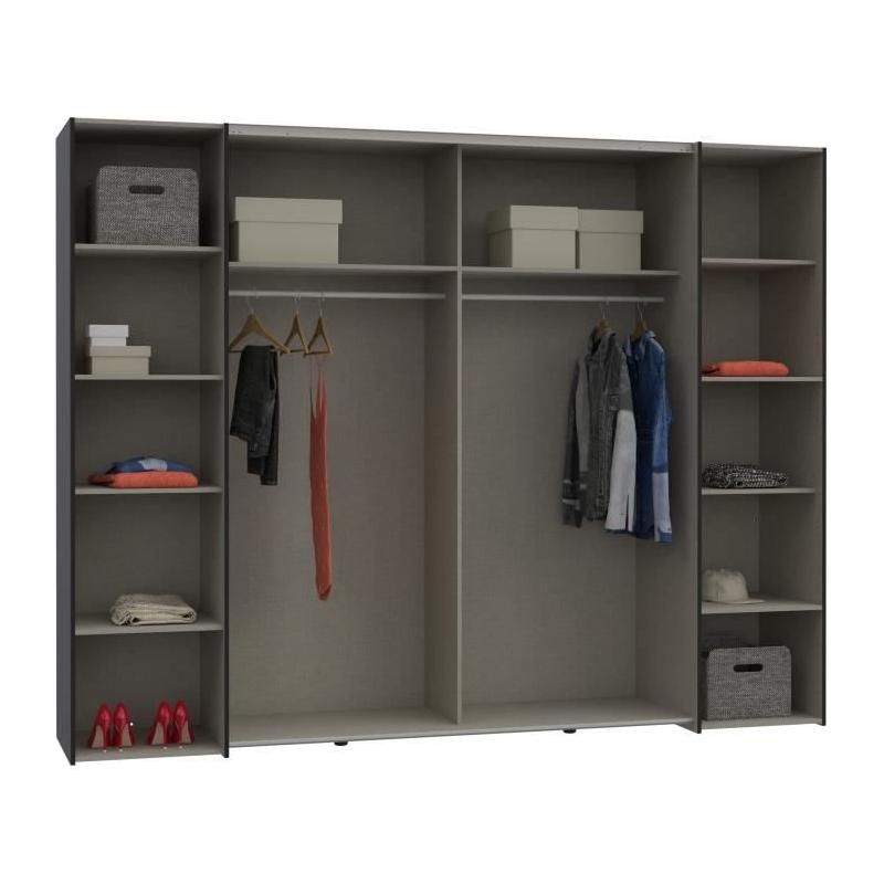 Armoire de chambre NARAGO - Noir / Blanc - 4 portes - Spacieuse et élégante