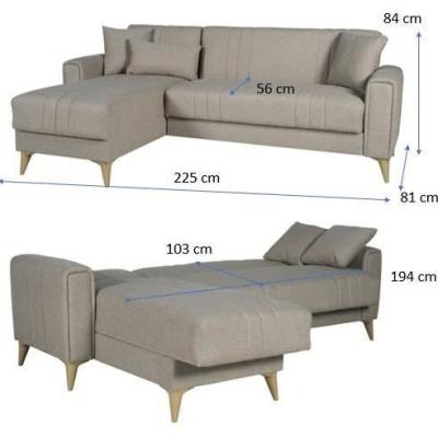 Canapé d'angle convertible réversible OMEGA - Tissu beige