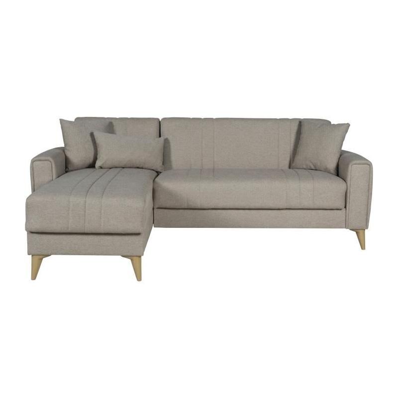 Canapé d'angle convertible réversible OMEGA - Tissu beige