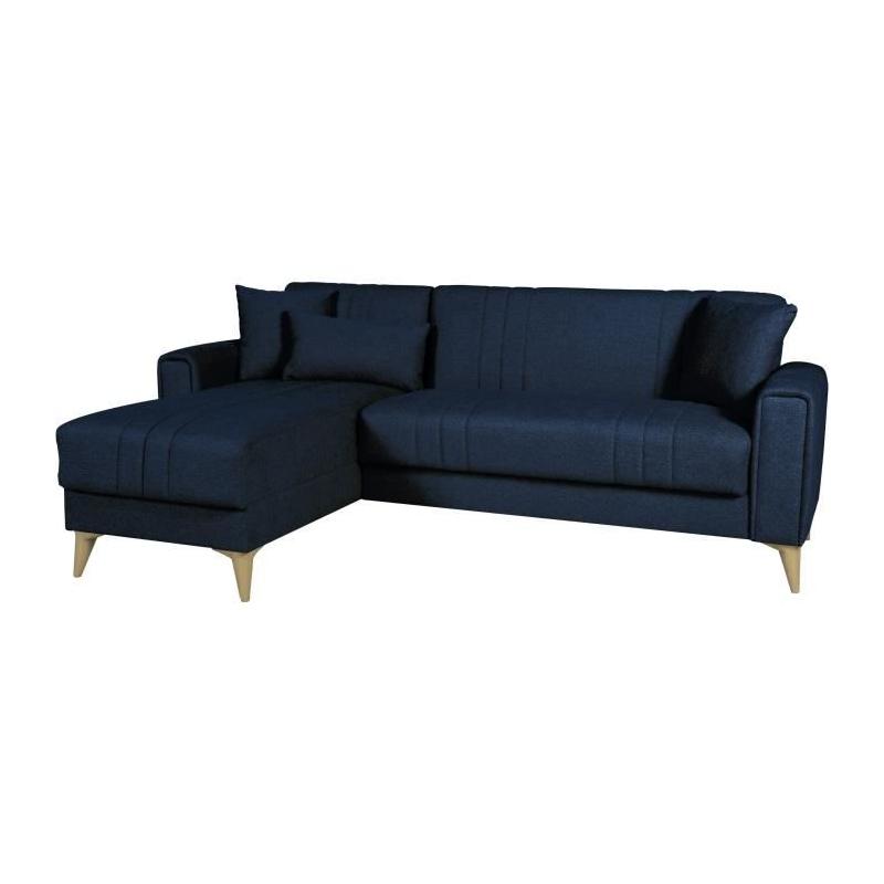 Canapé d'angle convertible réversible bleu foncé - OMEGA - 3/4 personnes