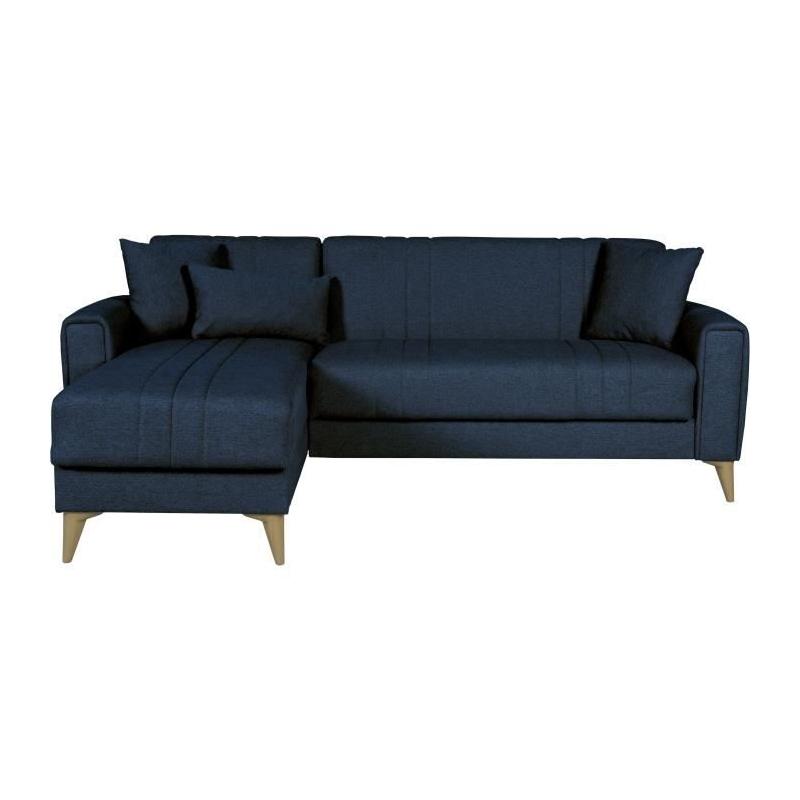 Canapé d'angle convertible réversible bleu foncé - OMEGA - 3/4 personnes