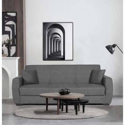 Canapé convertible OSCAR 3 places - Gris clair - Coffre de rangement