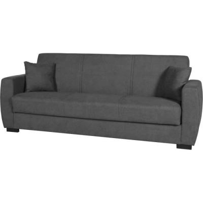Canapé convertible OSCAR 3 places - Gris clair - Coffre de rangement