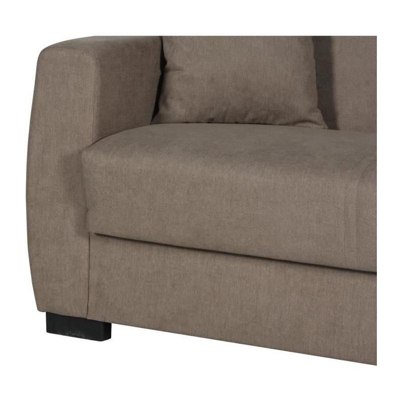 Canapé convertible 3 places OSCAR - Tissu beige - Design pratique