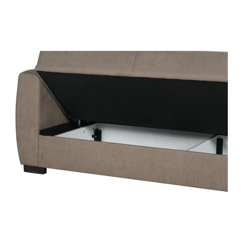 Canapé convertible 3 places OSCAR - Tissu beige - Design pratique