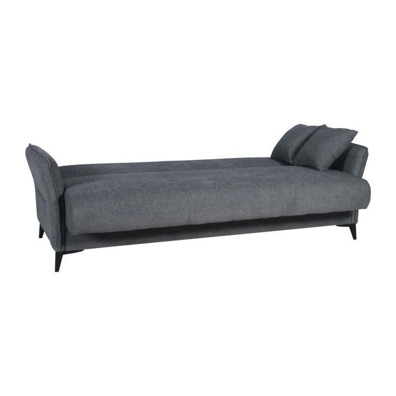 Canapé convertible 3 places OTTOWA gris foncé - Coffre de rangement