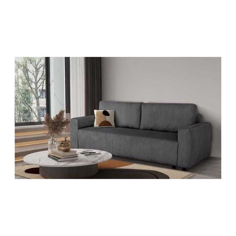 Canapé convertible 3 places PHARELL - Anthracite Velours