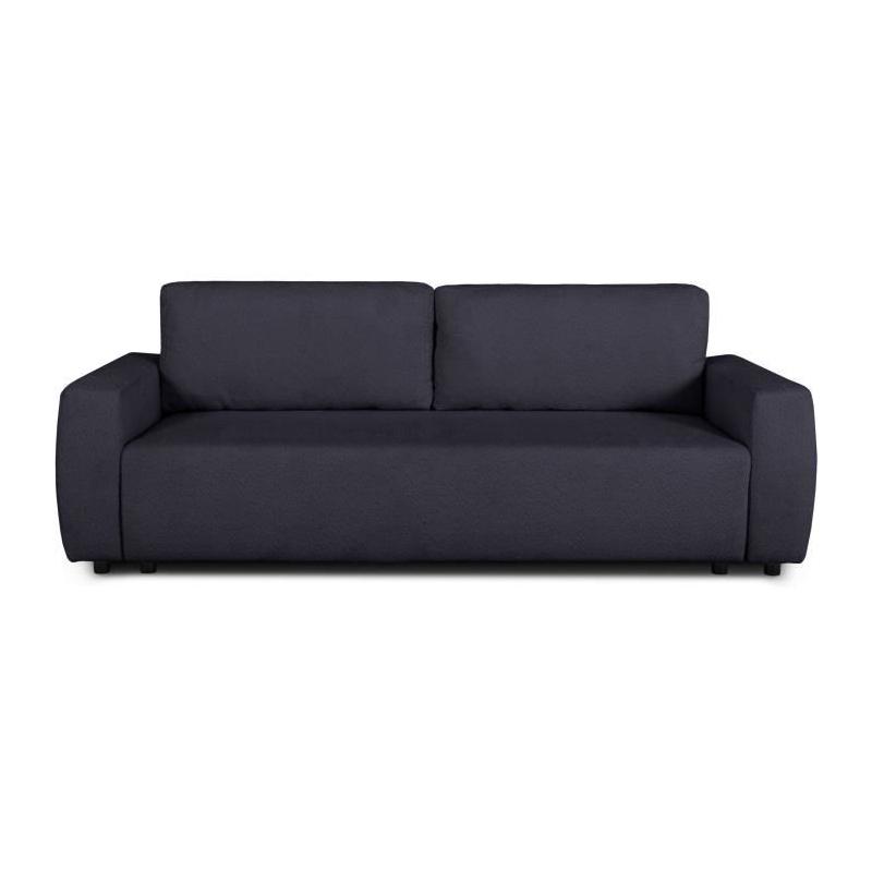 Canapé convertible 3 places PHARELL en tissu Bouclette Noir