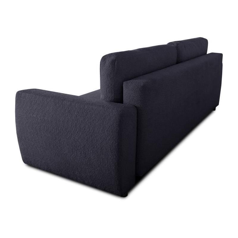 Canapé convertible 3 places PHARELL en tissu Bouclette Noir