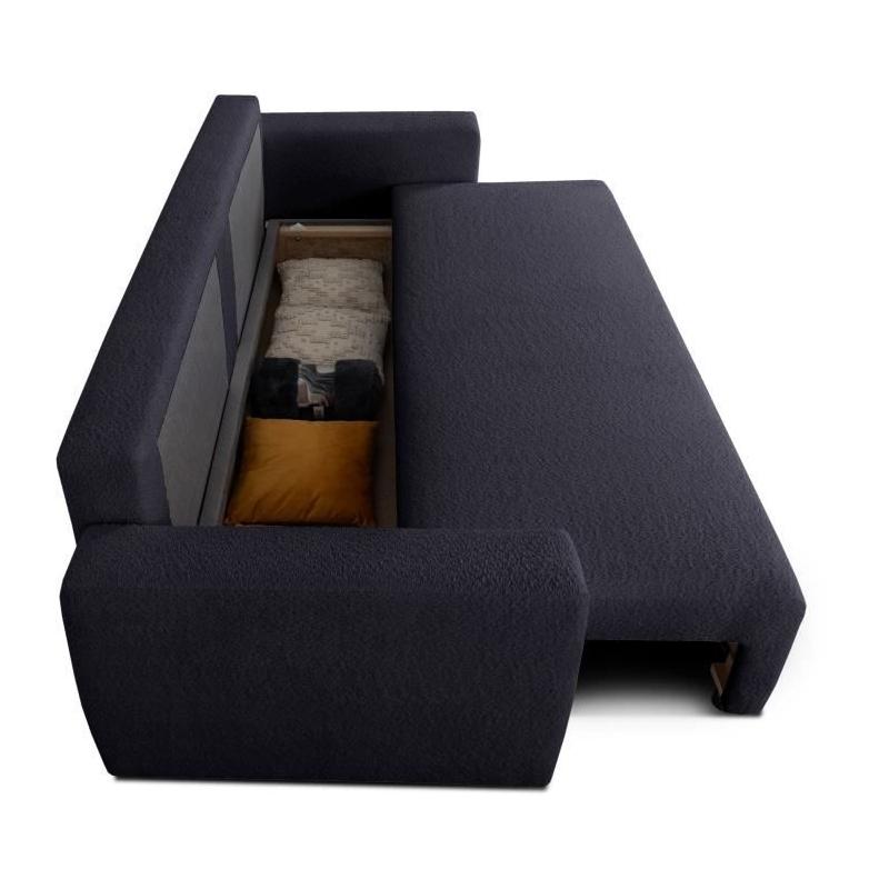 Canapé convertible 3 places PHARELL en tissu Bouclette Noir