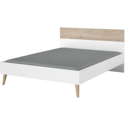 Lit adulte AALBORG 140x190 cm Blanc/Chêne - PARISOT