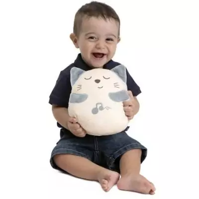 Peluche chaton CHICCO grise pour bébé dès la naissance