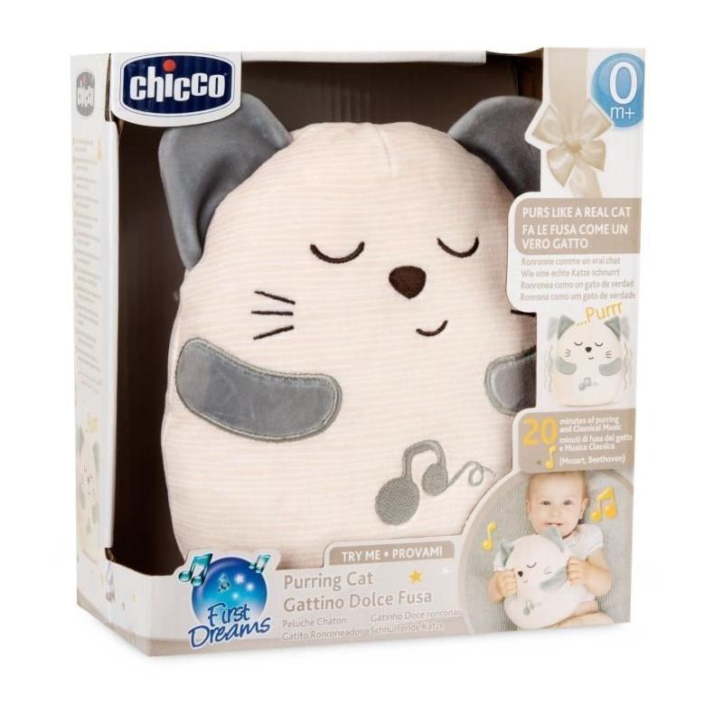 Peluche chaton CHICCO grise pour bébé dès la naissance