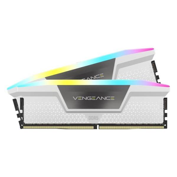 Mémoire RAM - CORSAIR - Vengeance RGB DDR5 RAM 32Go (2x16Go) 6000MHz CL30 Intel XMP Compatible iCUE - Blanc