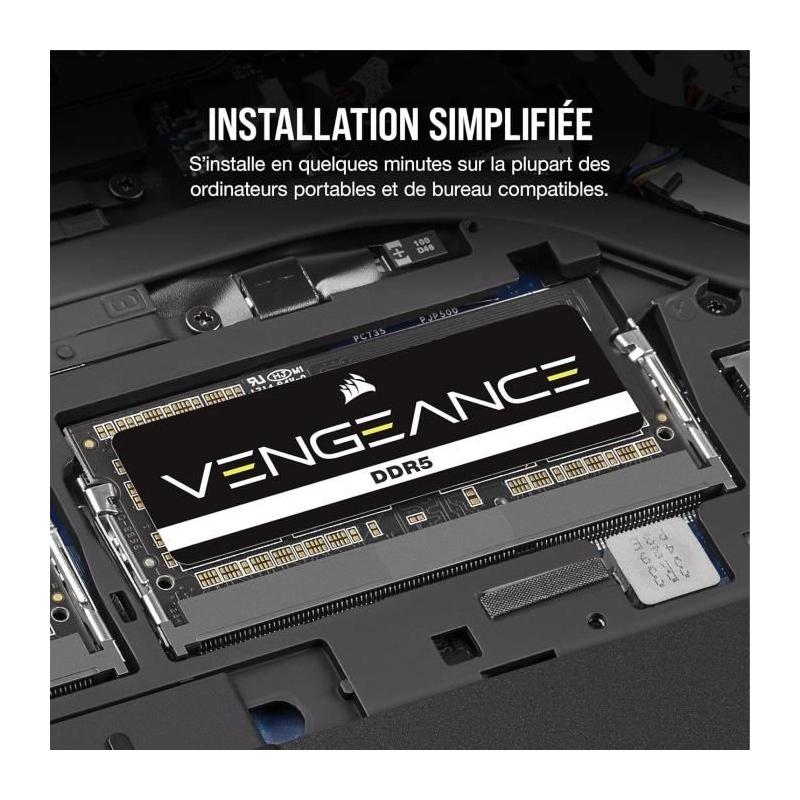 Mémoire Corsair Vengeance 16 Go 5200 MHz - Pour PC portable