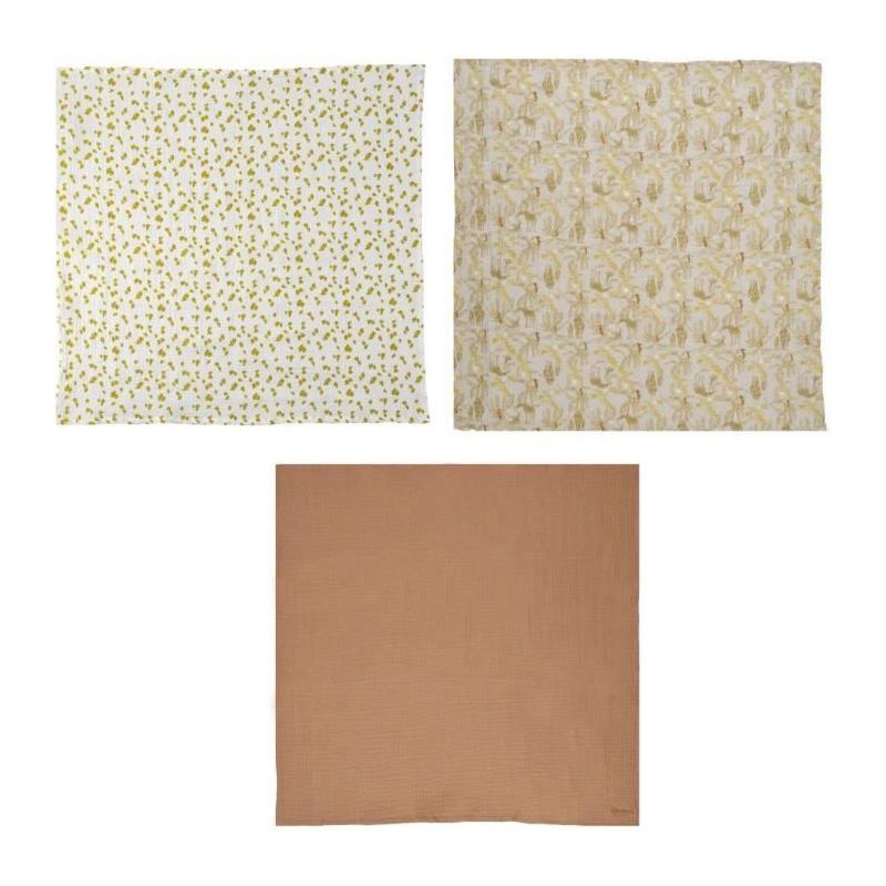 Lot de 3 langes DOMIVA Honey Moon en mousseline de coton