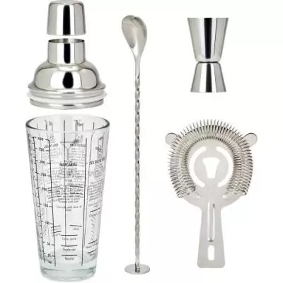 Set cocktails LIVOO 400ml - 1 shaker, 1 doseur, 1 cuillère, 1 passoire
