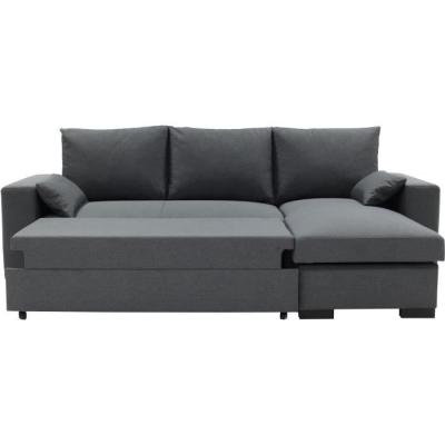Canapé d'angle convertible MORGAN 3 places Anthracite - Avec coffre et coussins