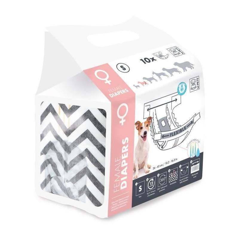 Couches pour chien M PETS - Diapers Femelle S x10 - 12h de protection