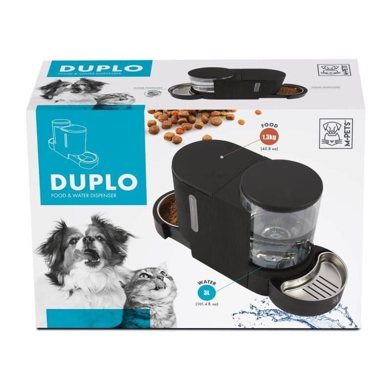 Distributeur de croquettes et d'eau M.PETS DUPLO - Pratique et spacieux