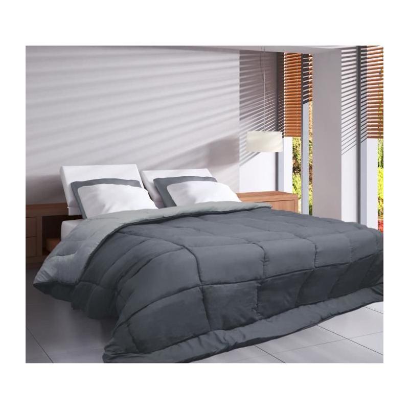 Couette chaude Microfibre 400g/m² Gris & Argent 240x260cm