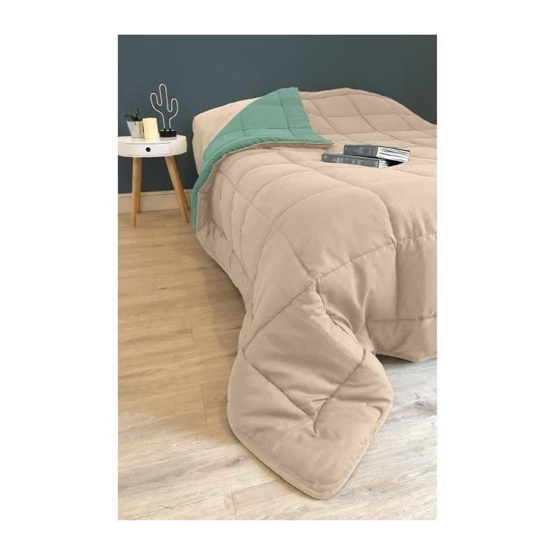 Couette Microfibre 400g/m² Calgary - Beige & Vert - 200x200 cm