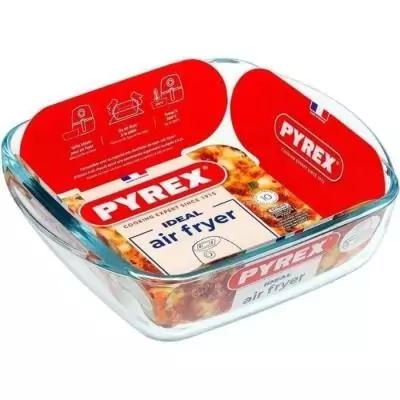 Plat air fryer PYREX 1450141 - Carré en verre borosilicate