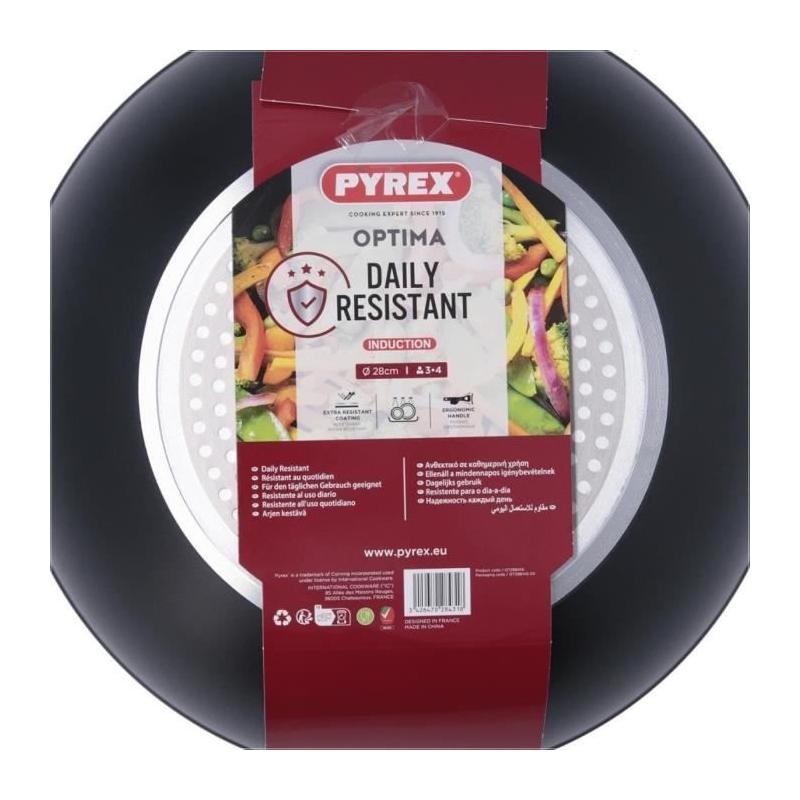 Wok Pyrex 28 cm en aluminium forgé antiadhésif