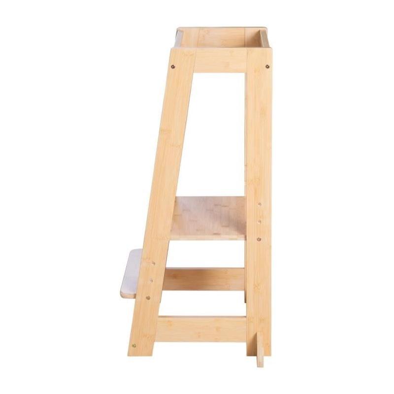 Tour d'apprentissage Montessori Roba - Bambou FSC - Réglable à 3 niveaux - Naturel
