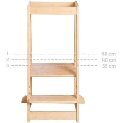 Tour d'apprentissage Montessori Roba - Bambou FSC - Réglable à 3 niveaux - Naturel