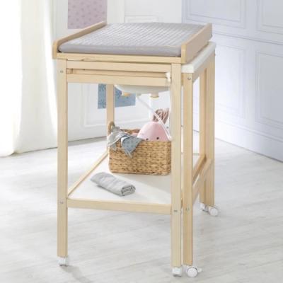 Table à langer et baignoire coulissante - ROBA - Gris tendance - Matelas déperlant - Bois Natu