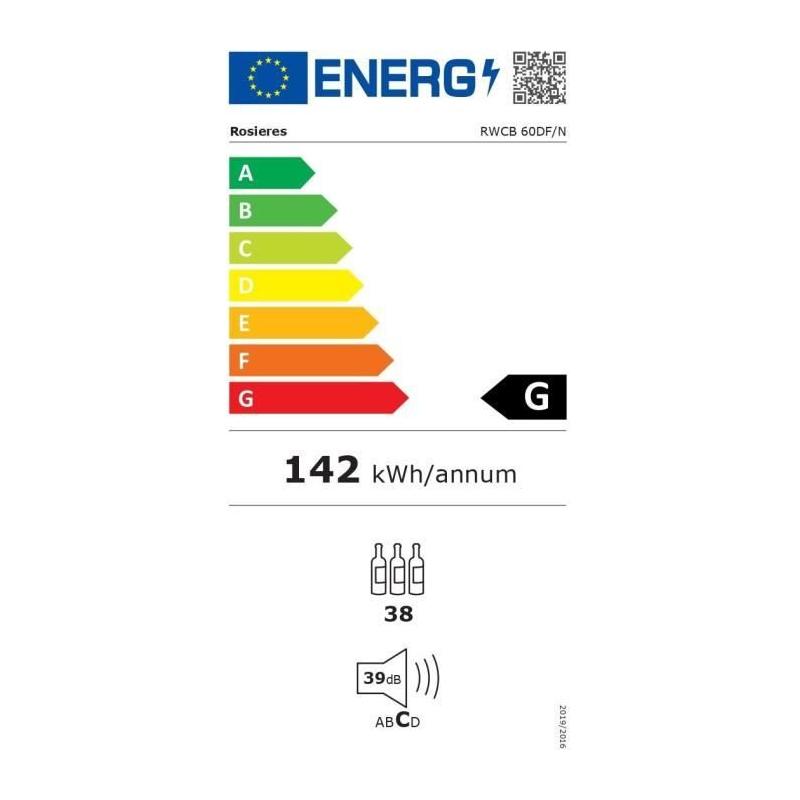 Cave à vin encastrable ROSIERES 38 bouteilles - Deux zones de température