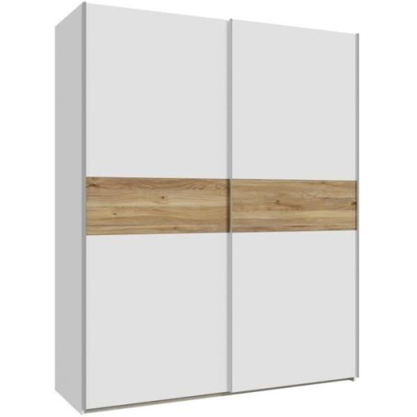 Armoire de chambre - SAGITTA - Blanc mat - 2 portes coulissantes - 170,3 x 210,5 x 61,2 cm