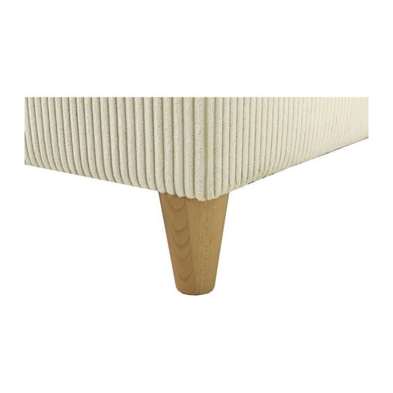 Canapé d'angle convertible 4 places WESTON en velours côtelé beige