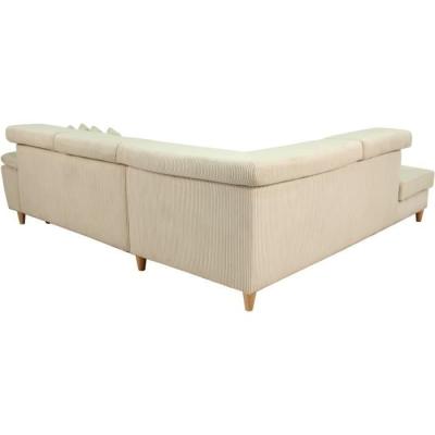 Canapé d'angle convertible 4 places WESTON en velours côtelé beige