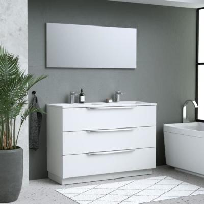 Ensemble SDB 120cm Blanc - Vasque + 3 tiroirs + miroir