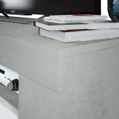 Meuble TV AMBIT: Design béton/blanc, 2 portes - 2 niches