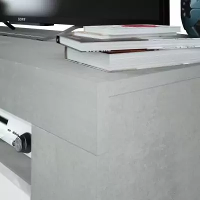 Meuble TV AMBIT: Design béton/blanc, 2 portes - 2 niches