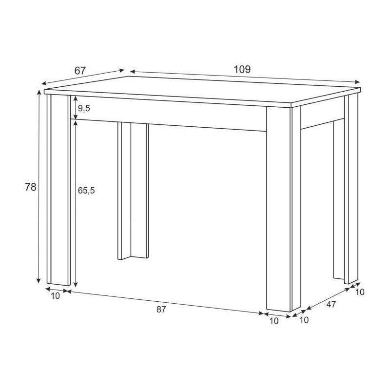 Table à manger LILIAN Blanc / Bois - 109 x 67cm