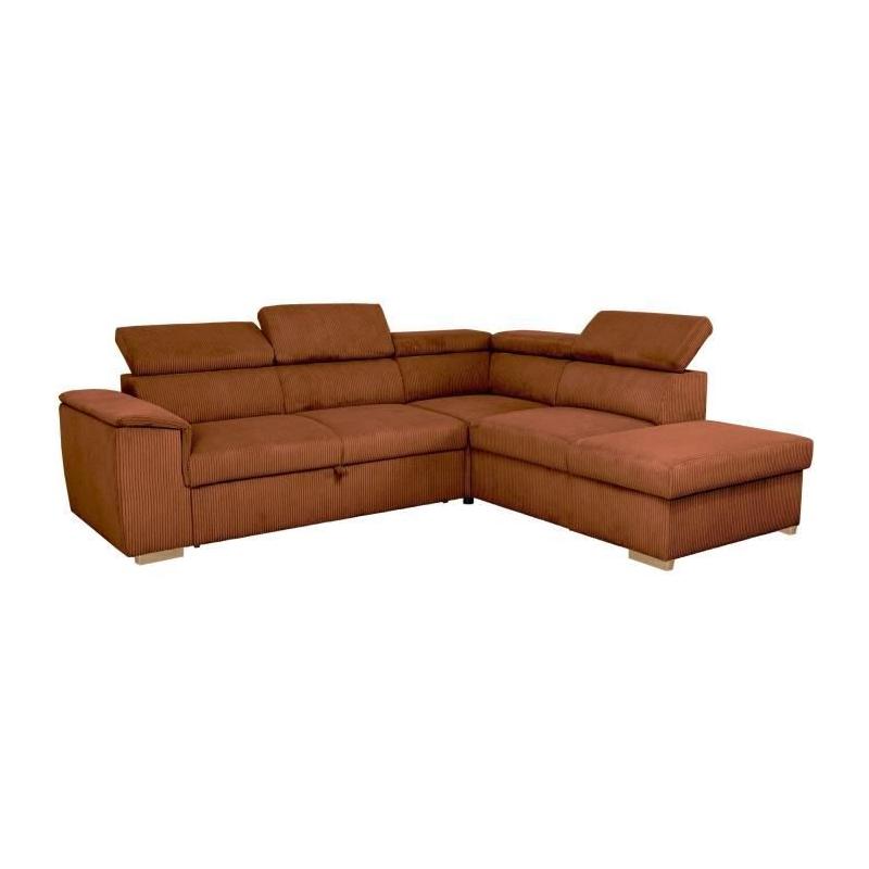 Canapé d'angle convertible 5 places DAYTONA - Tissu Lincoln Terracotta