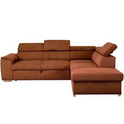 Canapé d'angle convertible 5 places DAYTONA - Tissu Lincoln Terracotta