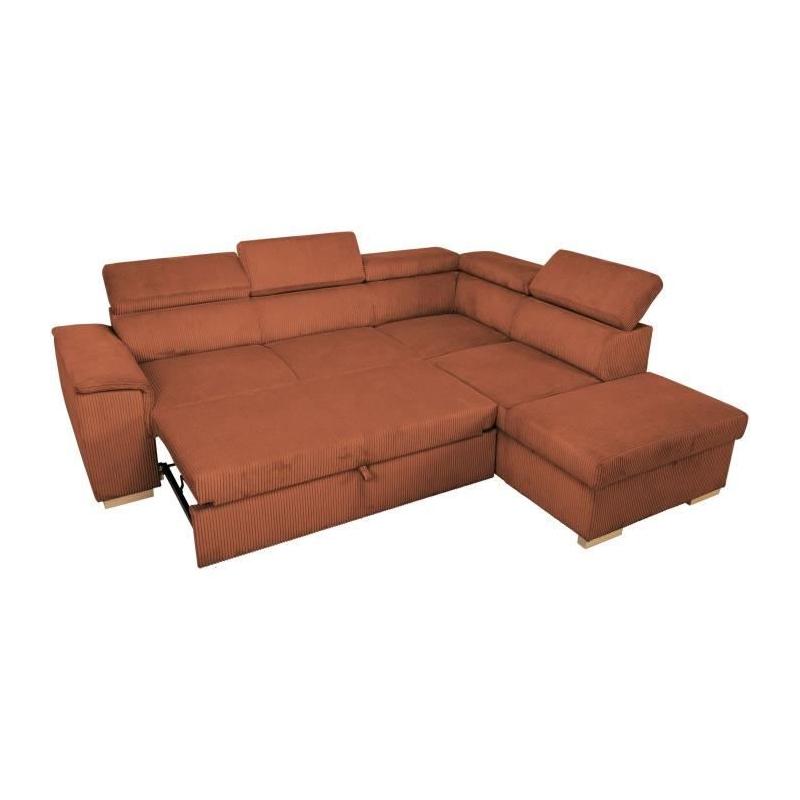 Canapé d'angle convertible 5 places DAYTONA - Tissu Lincoln Terracotta