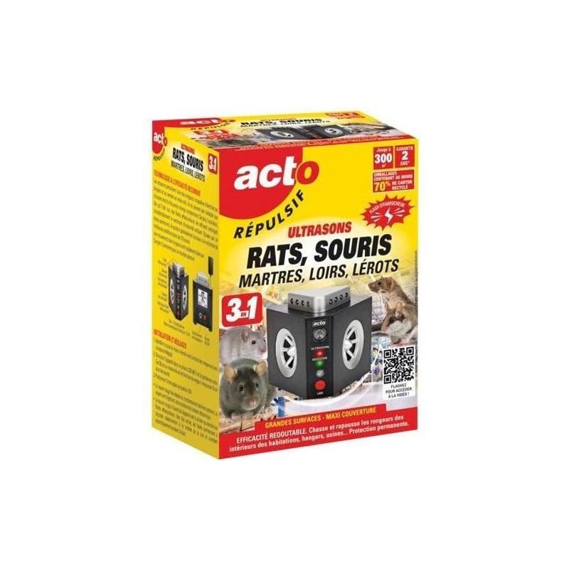 Répulsif ultrasons ACTO 3 en 1 - Maxi couverture - 300m² - Anti-Nuisibles