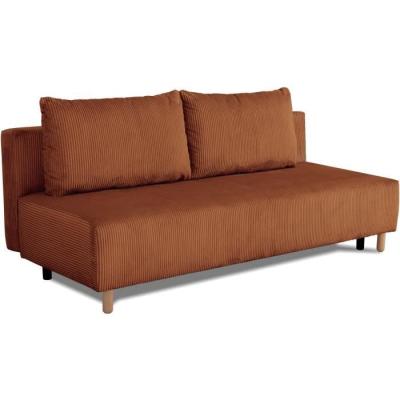 Canapé convertible 3 places GINO - Tissu Lincoln terracotta - Avec coffre