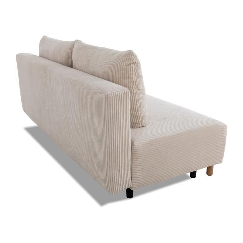 Canapé convertible 3 places GINO - Tissu Lincoln pearl - Avec coffre